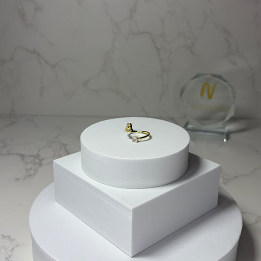 Anel Ajustável com Inicial e Brilhante