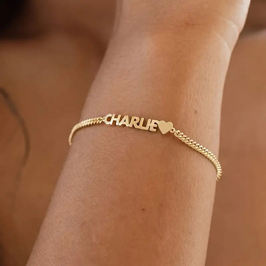 Pulseira Corrente com Nome e Coração
