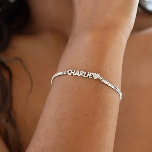 Pulseira Corrente com Nome e Coração
