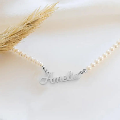 Colar com Nome e Pérolas
