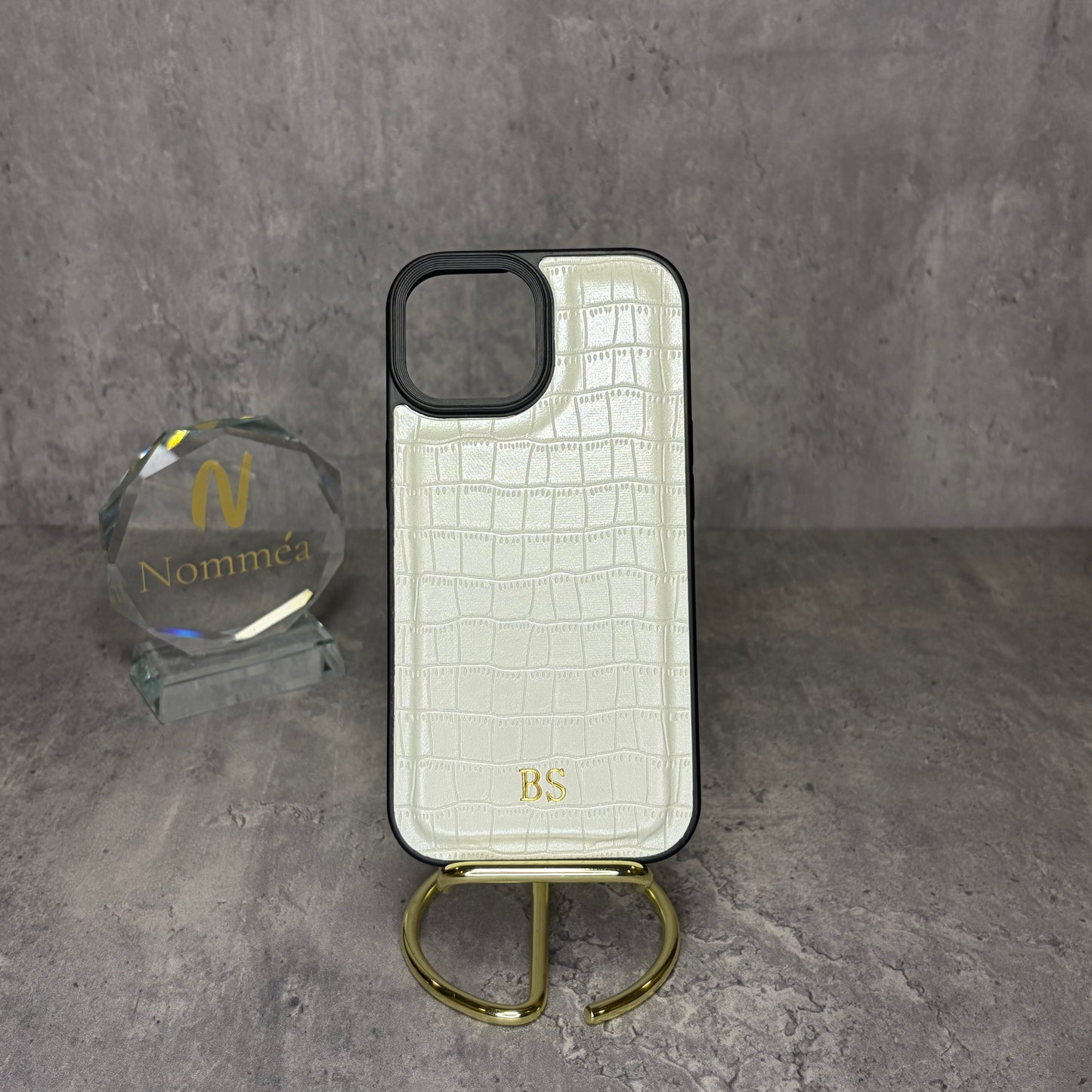 Capa iPhone Pele Croco com Iniciais Douradas