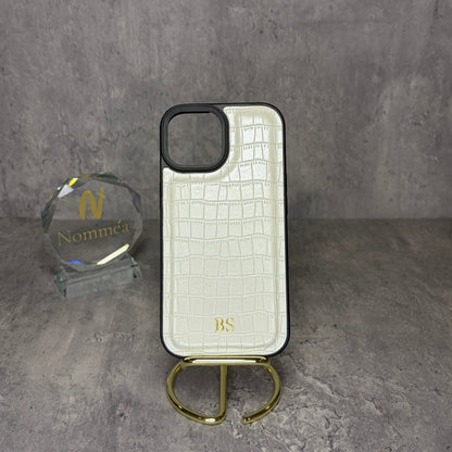 Capa iPhone Pele Croco com Iniciais Douradas