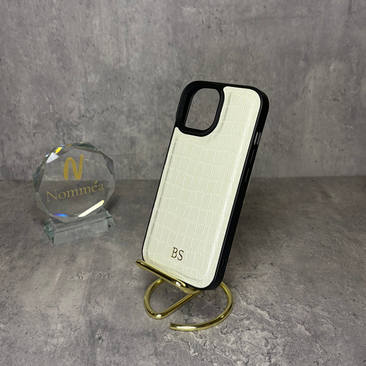 Capa iPhone Pele Croco com Iniciais Douradas