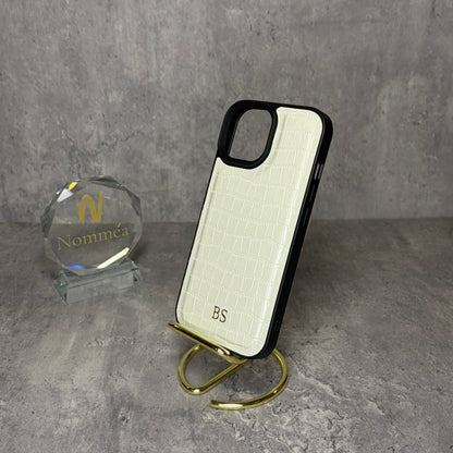 Capa iPhone Pele Croco com Iniciais Douradas