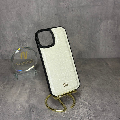 Capa iPhone Pele Croco com Iniciais Douradas