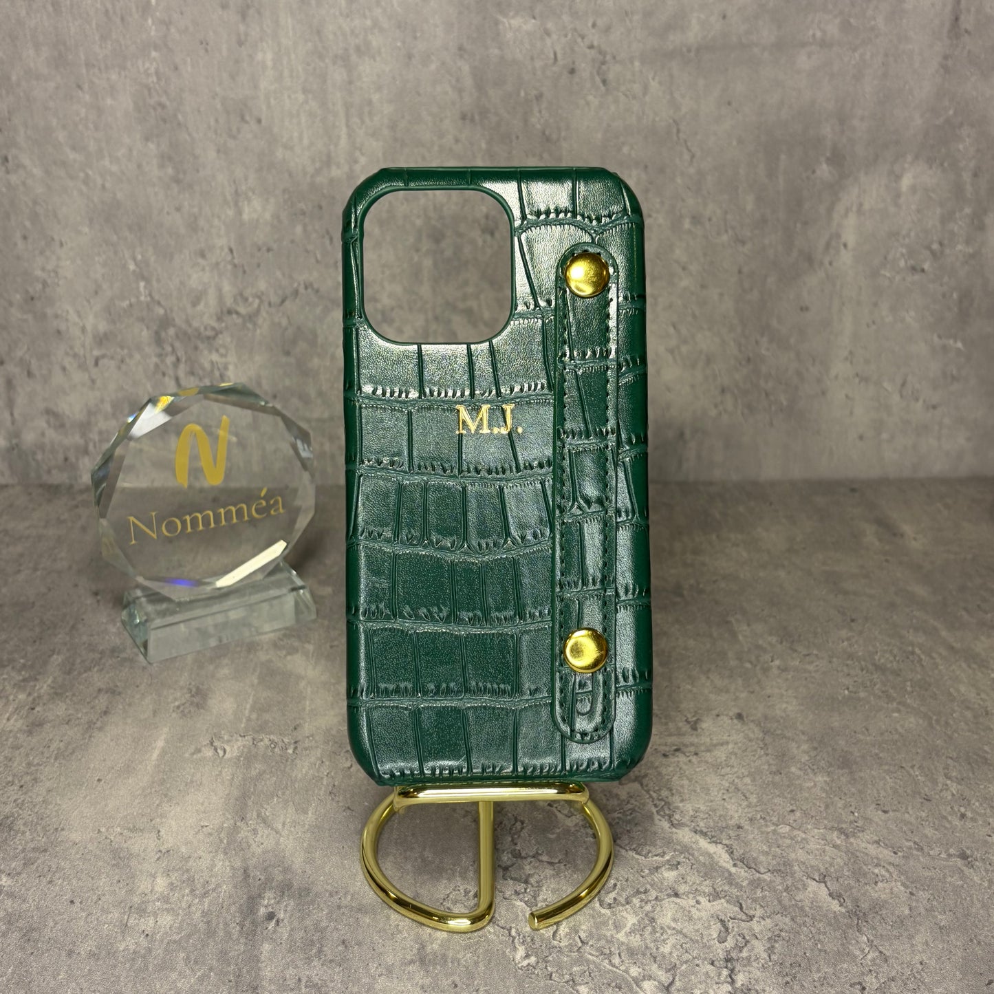 Capa iPhone Croco com Iniciais e Fivela