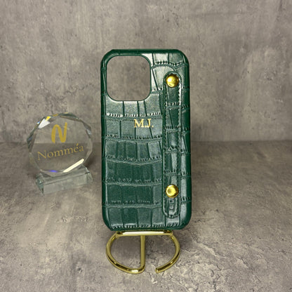 Capa iPhone Croco com Iniciais e Fivela