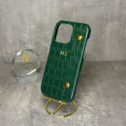 Capa iPhone Croco com Iniciais e Fivela