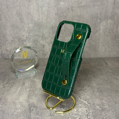 Capa iPhone Croco com Iniciais e Fivela