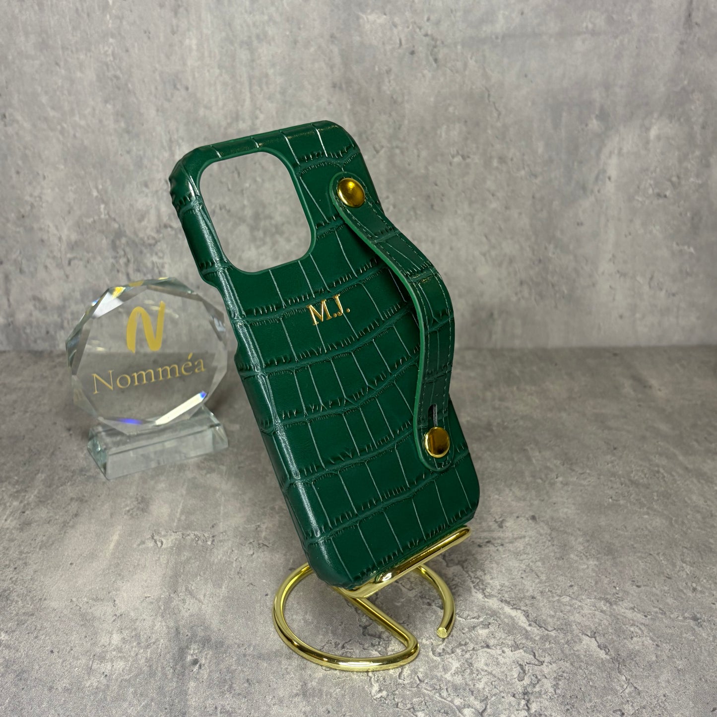 Capa iPhone Croco com Iniciais e Fivela