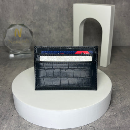 Carteira Cartões Croco Brilhante com Iniciais