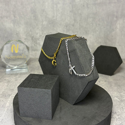 Pulseira Prata Cruz com Inicial