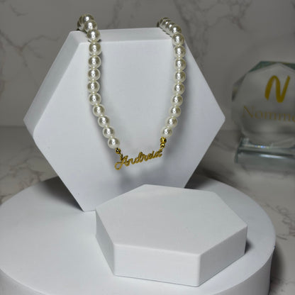 Colar com Nome e Pérolas