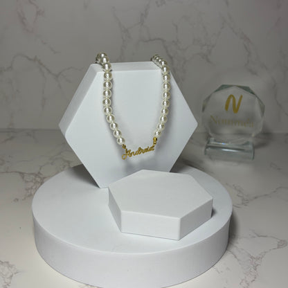 Colar com Nome e Pérolas