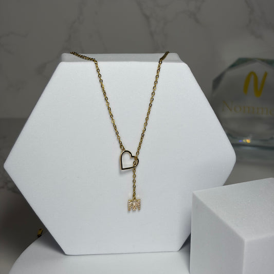 Colar Coração com Inicial e Brilhantes