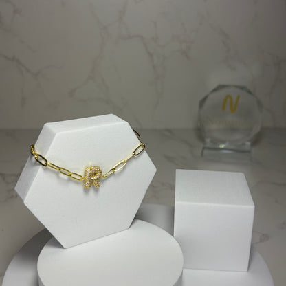 Pulseira Corrente com Inicial e Brilhantes