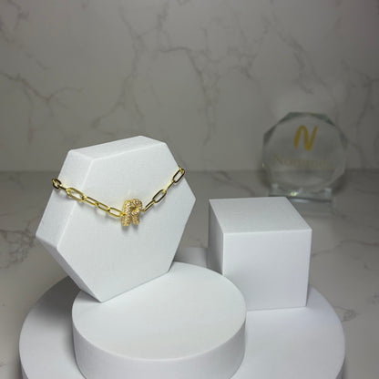 Pulseira Corrente com Inicial e Brilhantes
