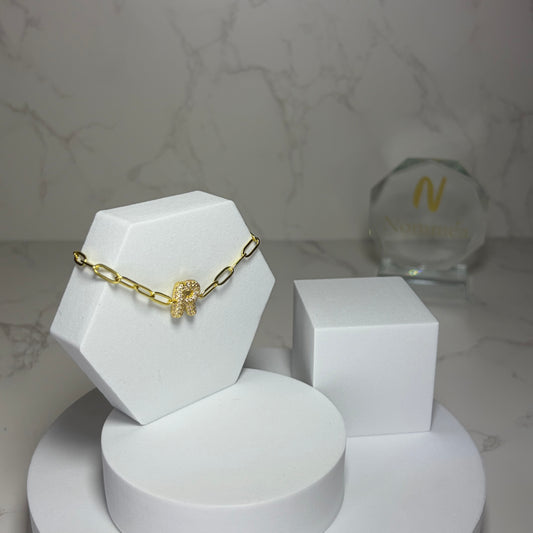 Pulseira Corrente com Inicial e Brilhantes