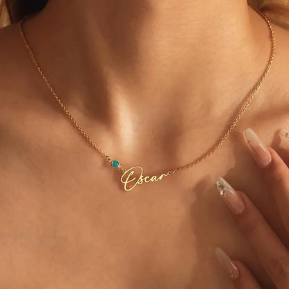 Colar com Nome e Pedra do Mês