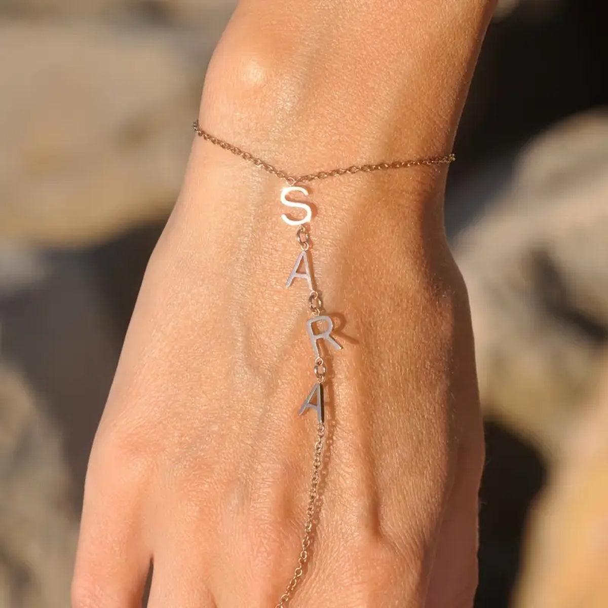 Pulseira e Anel com Letras